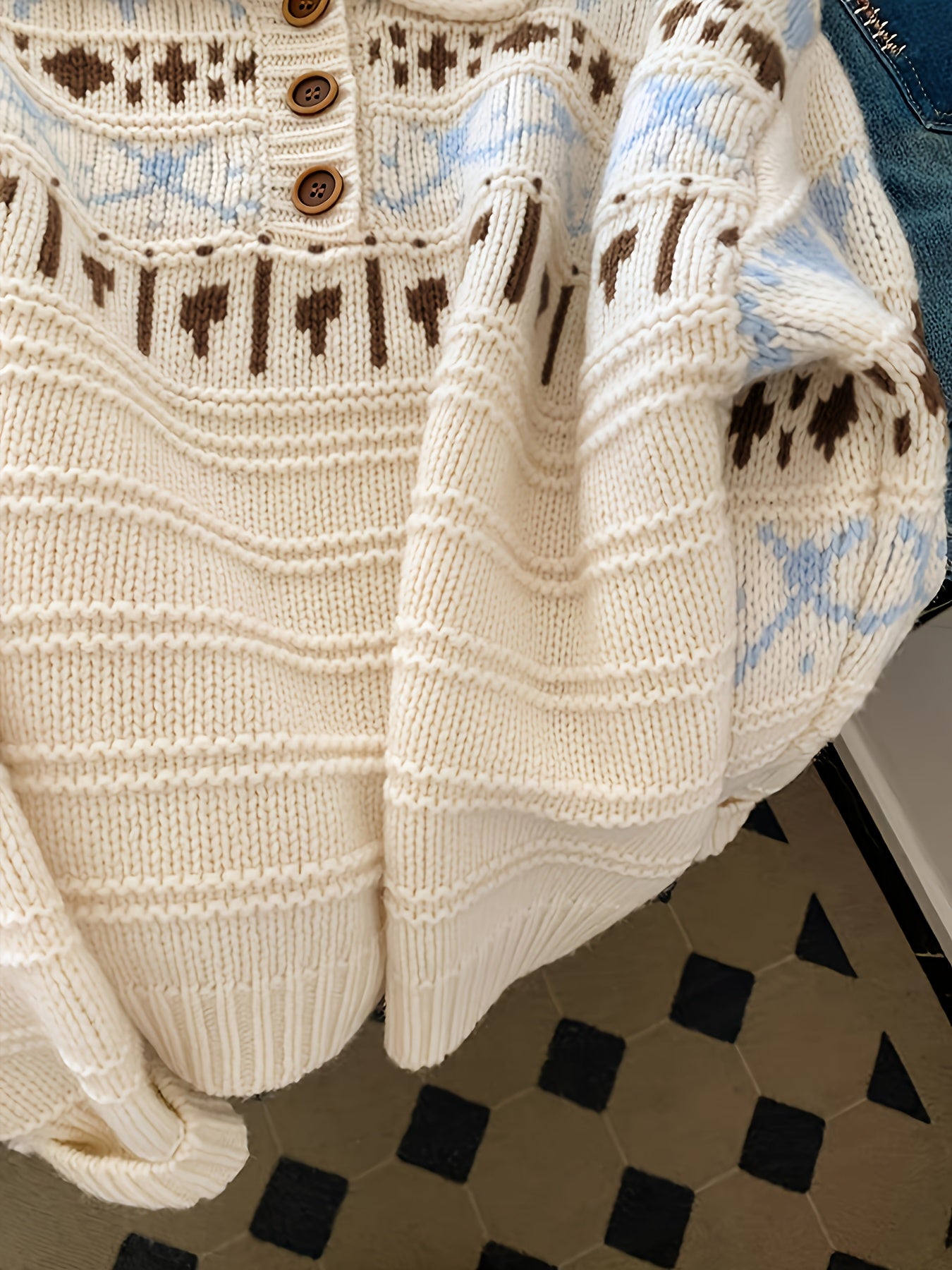 Fair Island Retro Collar Sweater for Women - Thick, Loose-Fit, Versatile Cardigan for Autumn and Winter