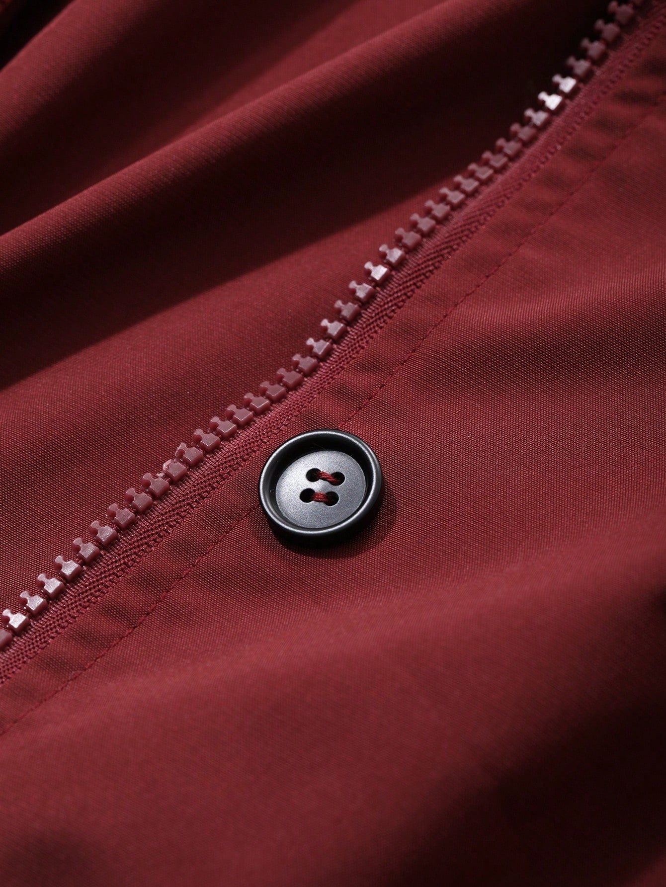 Women's Casual High Neck Jacket - Burgundy Solid Color, Zipper Front Closure, Machine Washable, All-Season Versatile Outerwear for Everyday Comfort & Style, Lightweight Layering, Sleek Silhouette, Quality Stitching, Stylish Coat, Urban Style